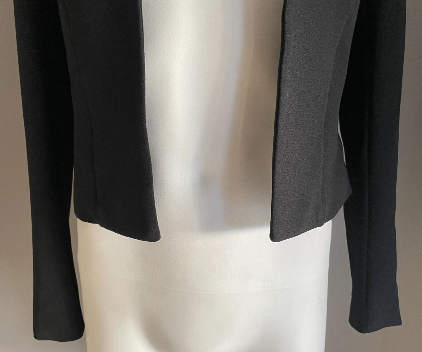 KOOKAI Jacket Black Collarless Tailored Long Sleeve Blazer Size 34 AU 6 8
