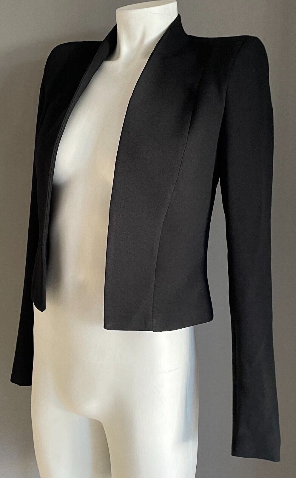 KOOKAI Jacket Black Collarless Tailored Long Sleeve Blazer Size 34 AU 6 8