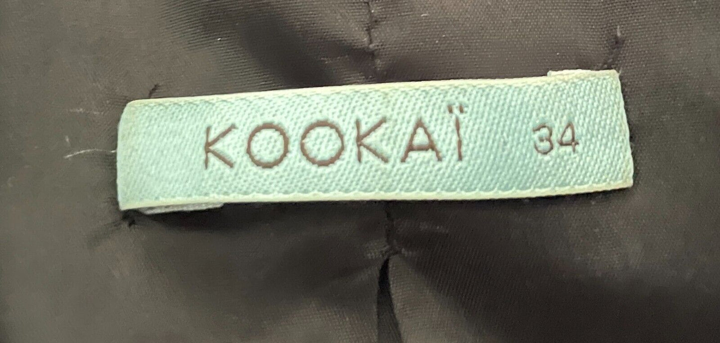KOOKAI Jacket Black Collarless Tailored Long Sleeve Blazer Size 34 AU 6 8