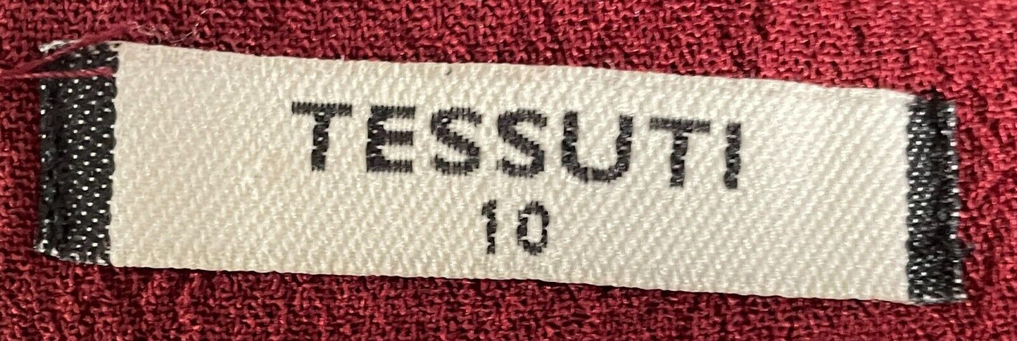 TESSUTI Long Jacket Straight Lined Skirt Burgundy 2 Piece Set Suit Size 10