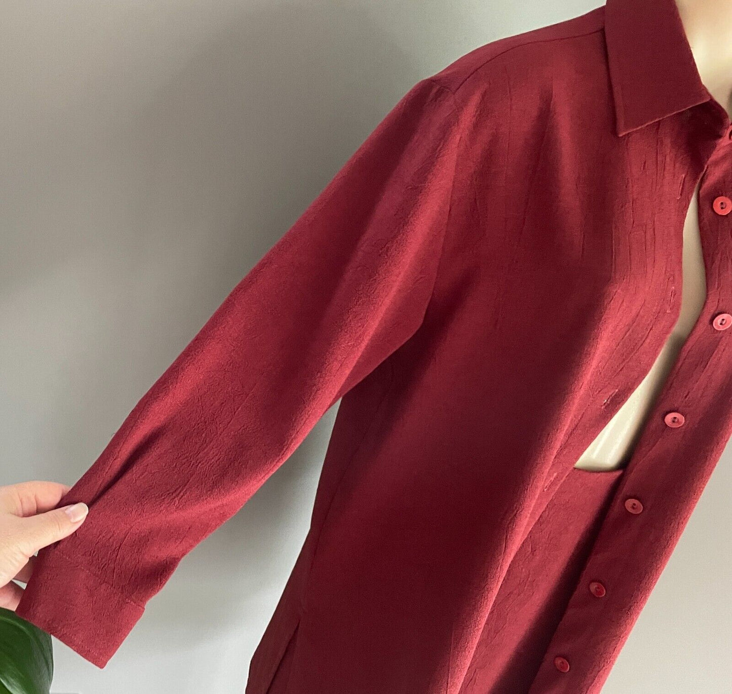 TESSUTI Long Jacket Straight Lined Skirt Burgundy 2 Piece Set Suit Size 10