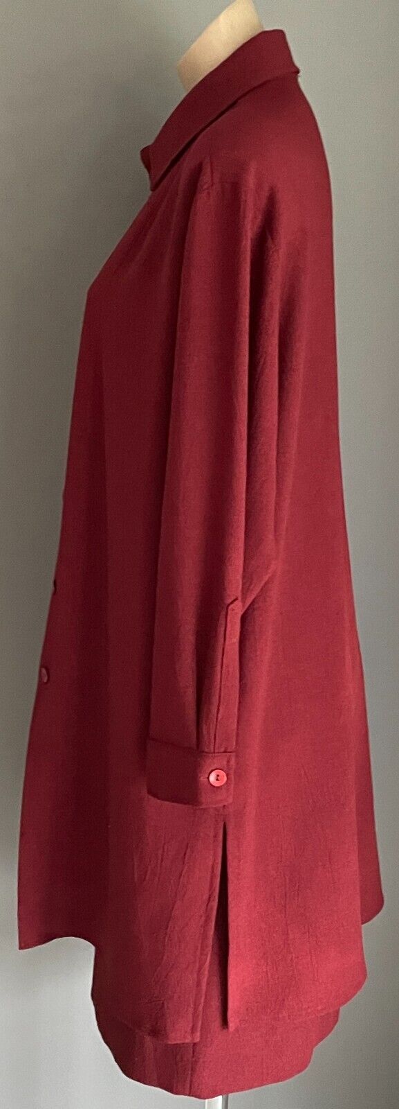 TESSUTI Long Jacket Straight Lined Skirt Burgundy 2 Piece Set Suit Size 10