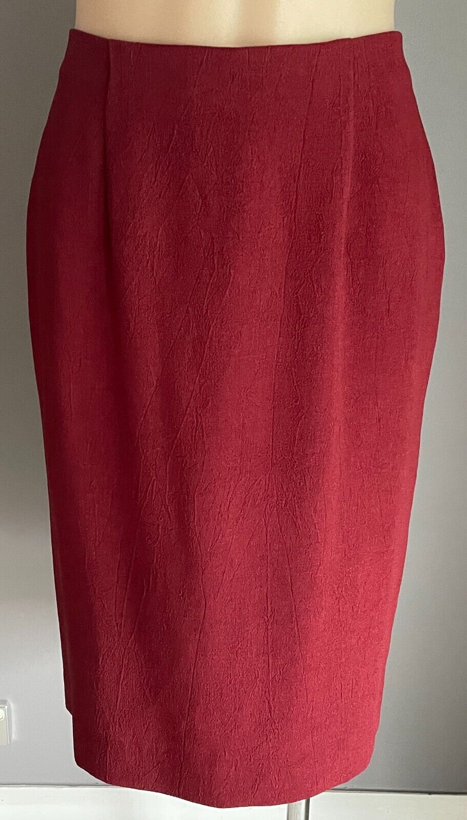 TESSUTI Long Jacket Straight Lined Skirt Burgundy 2 Piece Set Suit Size 10