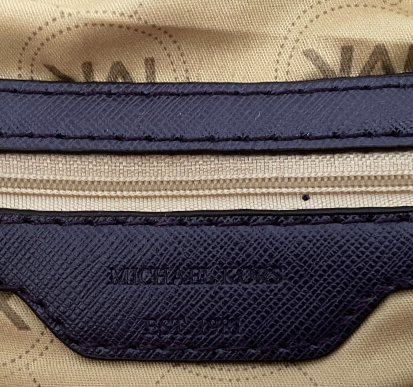 MICHAEL KORS Shoulder Bag Purple Saffiano Leather Tote Handbag Double Straps