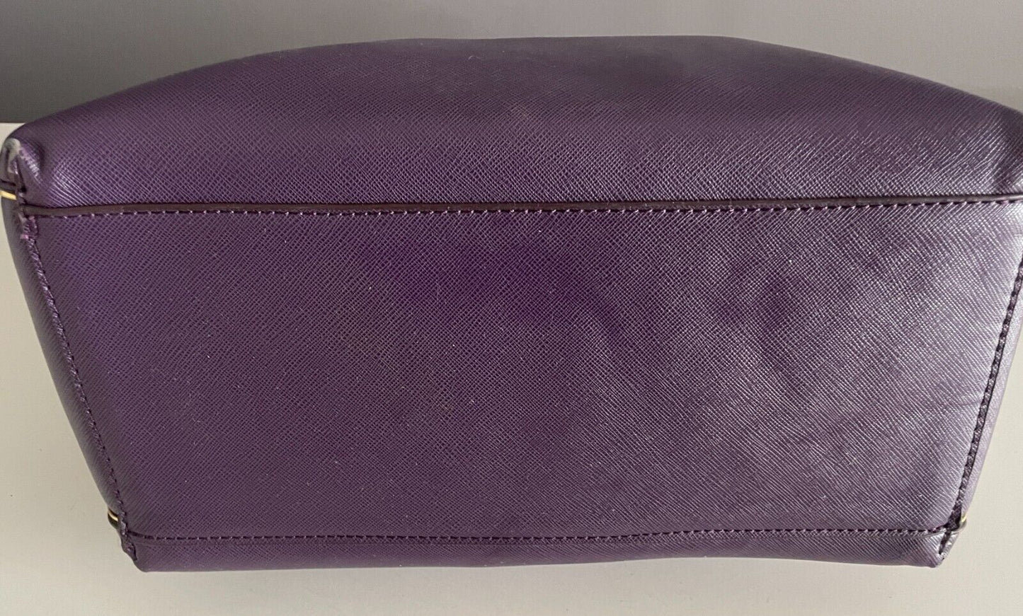 MICHAEL KORS Shoulder Bag Purple Saffiano Leather Tote Handbag Double Straps