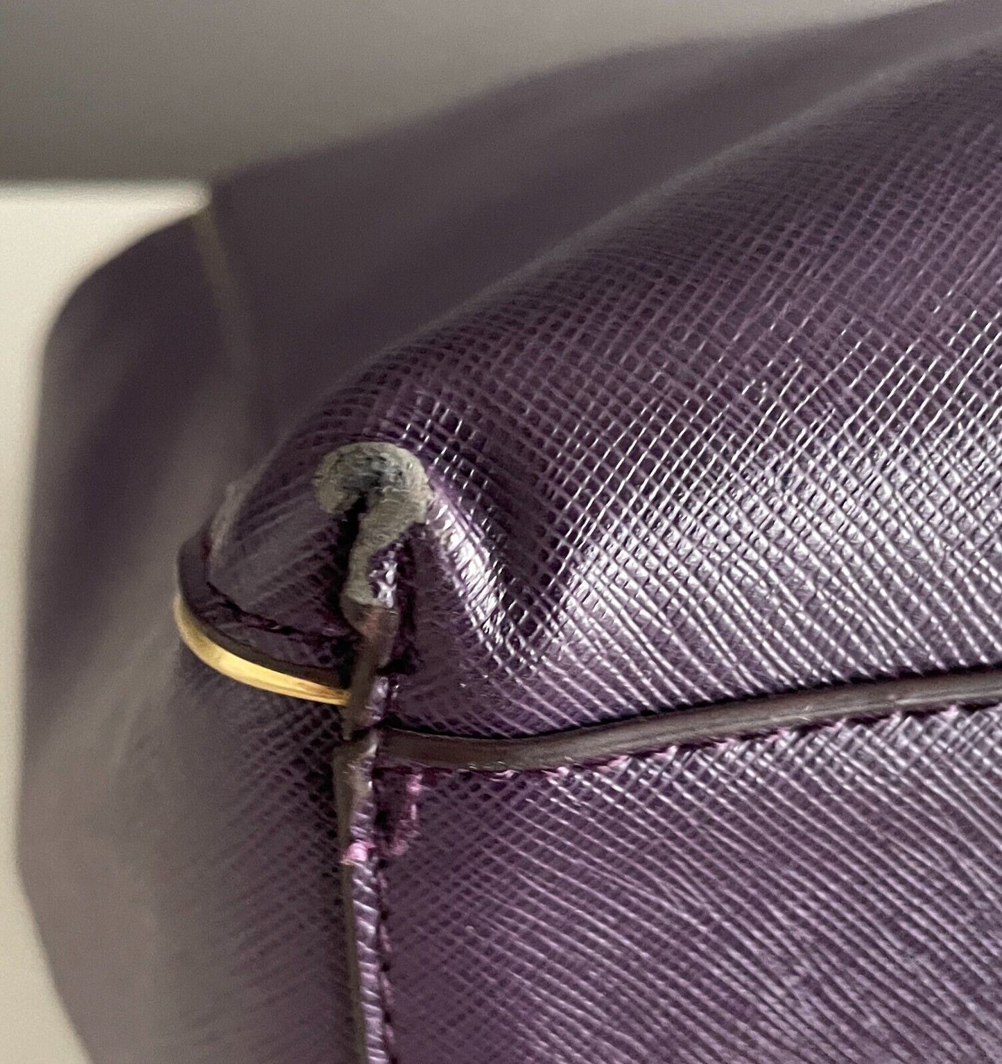 MICHAEL KORS Shoulder Bag Purple Saffiano Leather Tote Handbag Double Straps