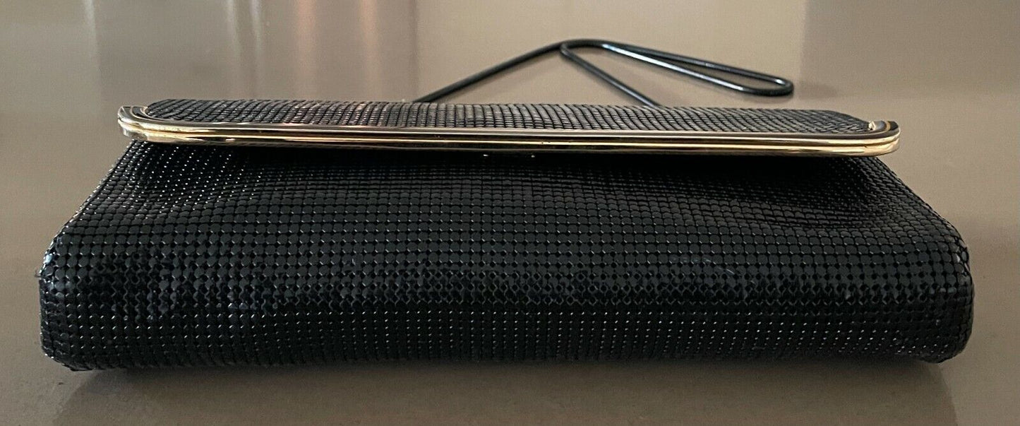 GLOMESH Clutch Bag 1970's Black & Gold Trim Shoulder Bag Handbag Vintage