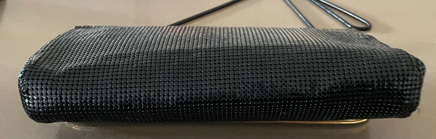 GLOMESH Clutch Bag 1970's Black & Gold Trim Shoulder Bag Handbag Vintage