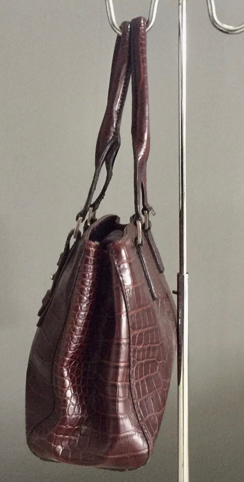 JAG Bag Tote Pleather Brown Croc Print HandBag Zip & internal Pockets Vintage