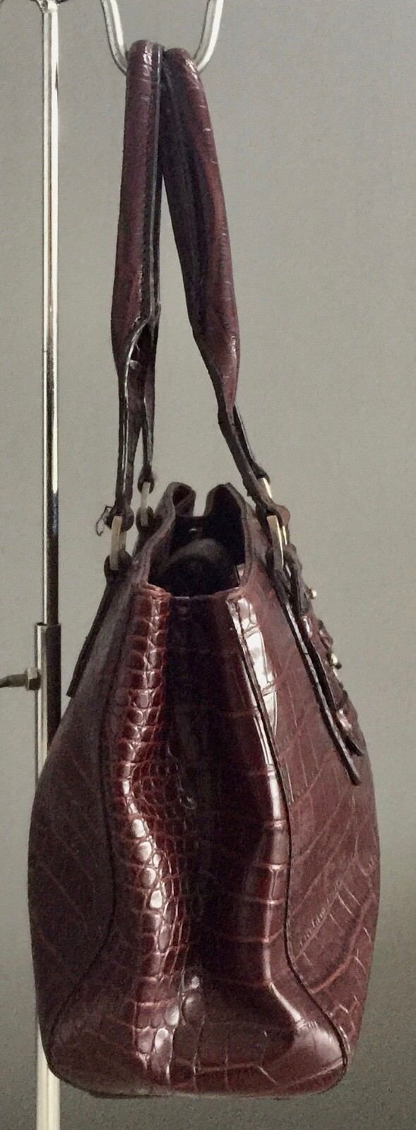 JAG Bag Tote Pleather Brown Croc Print HandBag Zip & internal Pockets Vintage