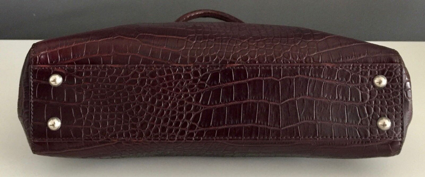 JAG Bag Tote Pleather Brown Croc Print HandBag Zip & internal Pockets Vintage