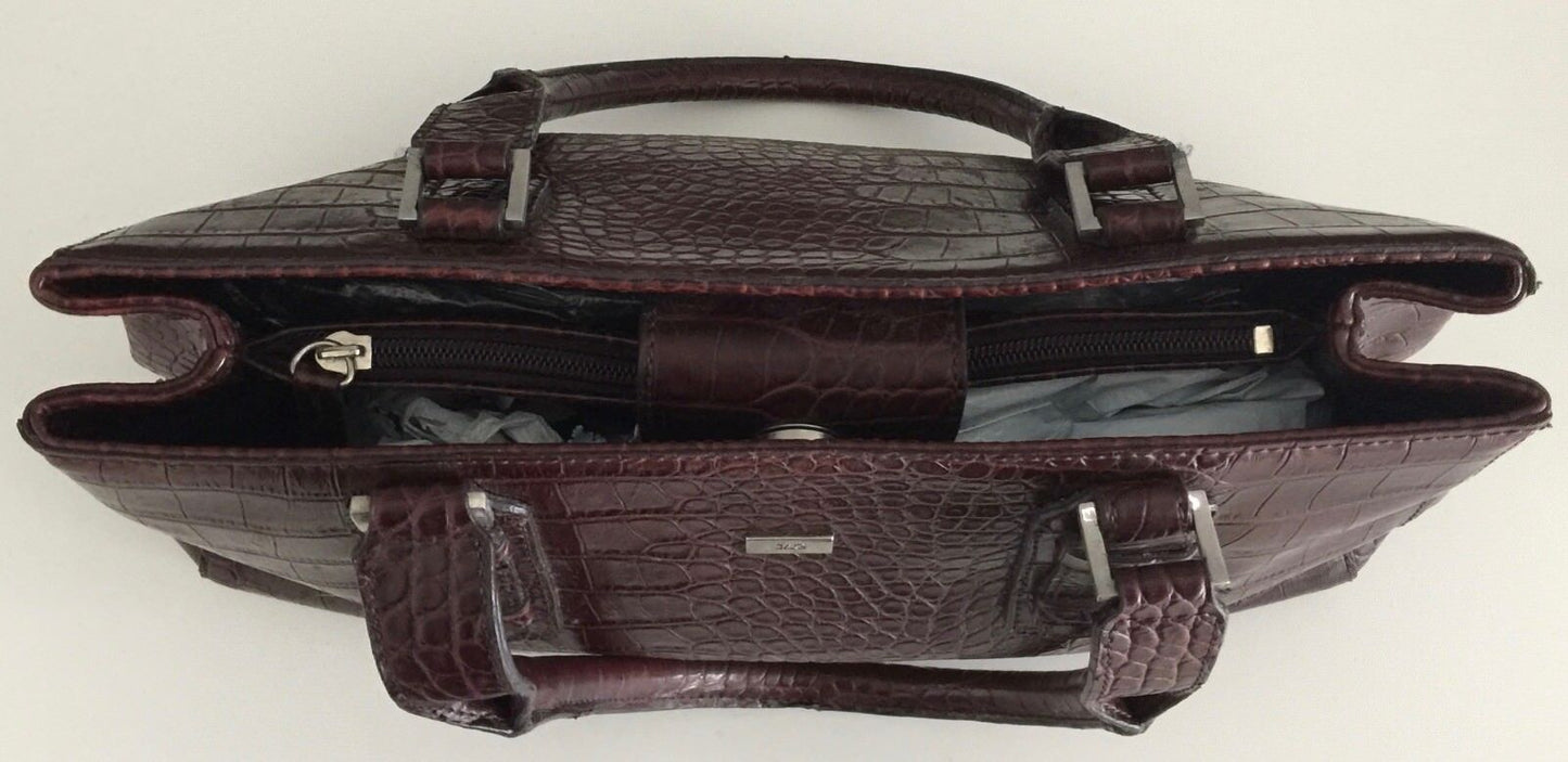 JAG Bag Tote Pleather Brown Croc Print HandBag Zip & internal Pockets Vintage