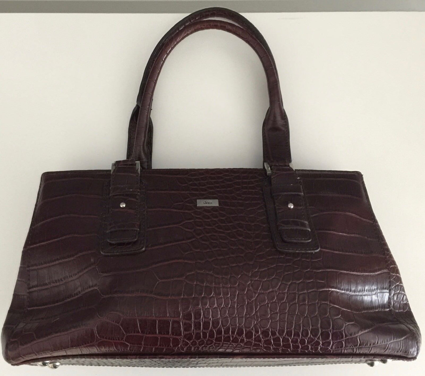 JAG Bag Tote Pleather Brown Croc Print HandBag Zip & internal Pockets Vintage