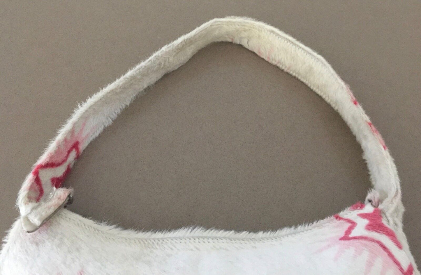 MARNI HandBag Ivory Calf Skin Hair Shoulder Bag w Pink Star Print Luxe Vintage
