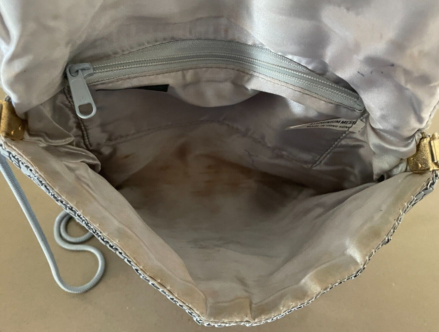 LIFINIA Grey Aluminium Mesh Shoulder Bag Clutch Handbag Vintage 1970's