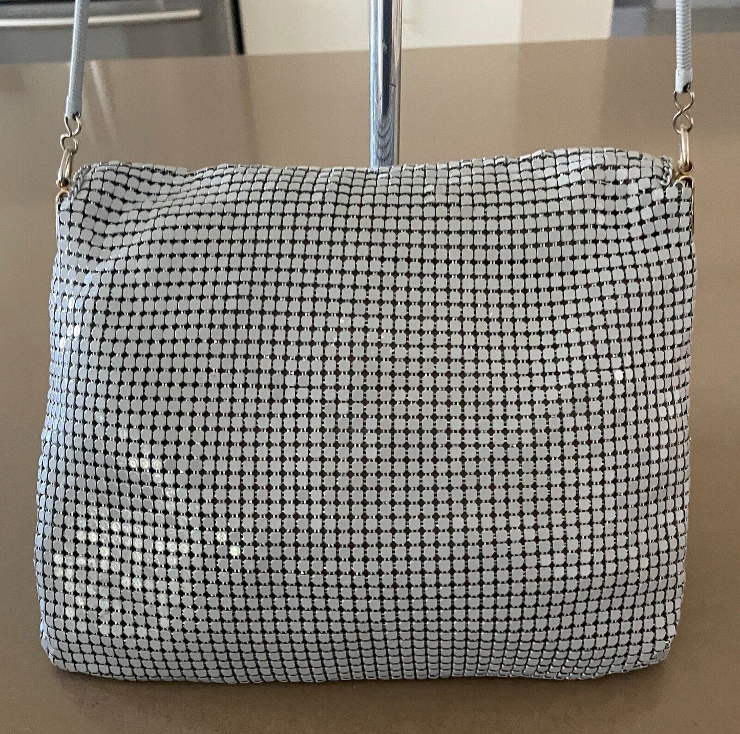 LIFINIA Grey Aluminium Mesh Shoulder Bag Clutch Handbag Vintage 1970's