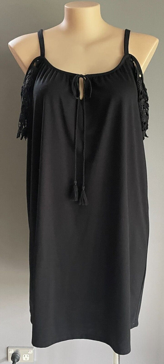 ED.IT.ED Black Cold Shoulder Lace Short Sleeve Mini Shift Dress Plus Size 20