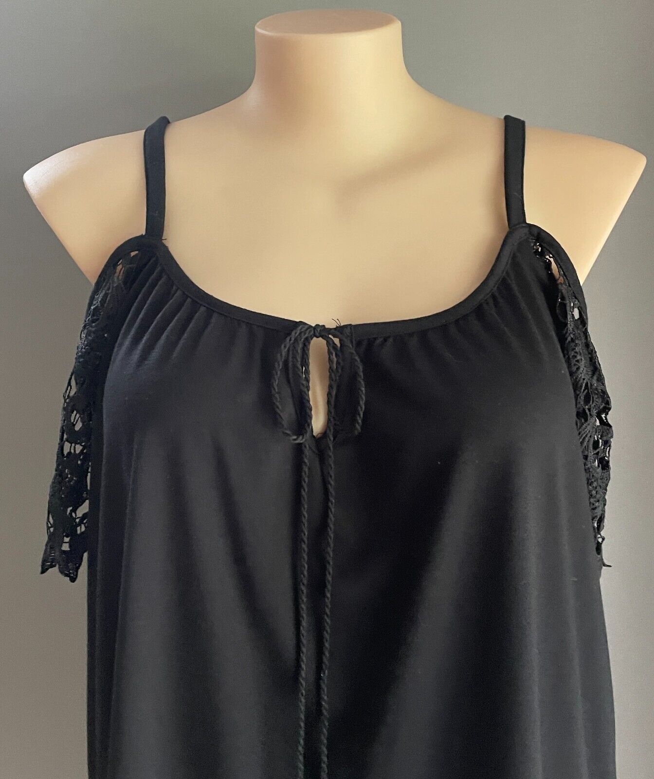 ED.IT.ED Black Cold Shoulder Lace Short Sleeve Mini Shift Dress Plus Size 20