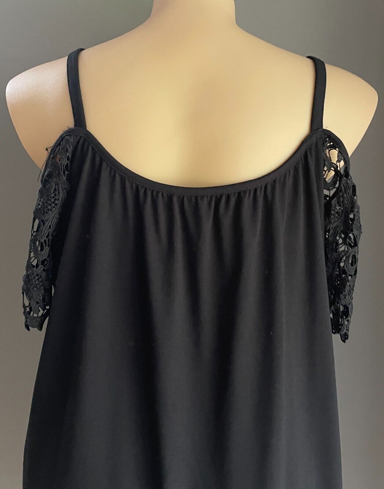 ED.IT.ED Black Cold Shoulder Lace Short Sleeve Mini Shift Dress Plus Size 20