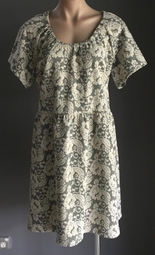 ED.IT.ED PLUS Stretch Skater Dress Plus Size 20 Ivory Floral Lace Print
