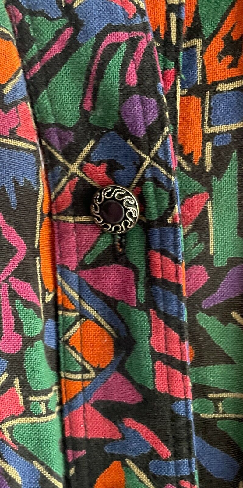 DOLINA PLUS Top Bold Colour Print 3/4 Sleeve Blouse Shirt Size 24 Vintage