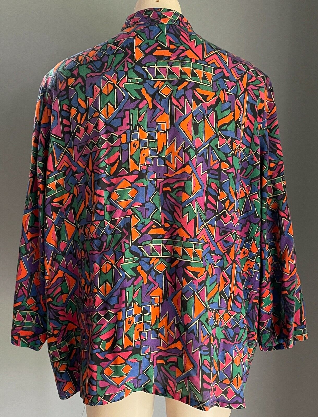 DOLINA PLUS Top Bold Colour Print 3/4 Sleeve Blouse Shirt Size 24 Vintage