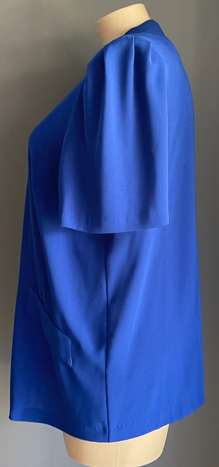 DOLINA PLUS Jacket Cobalt Blue Short Sleeve Collarless Crepe Plus Sz 20 Vintage