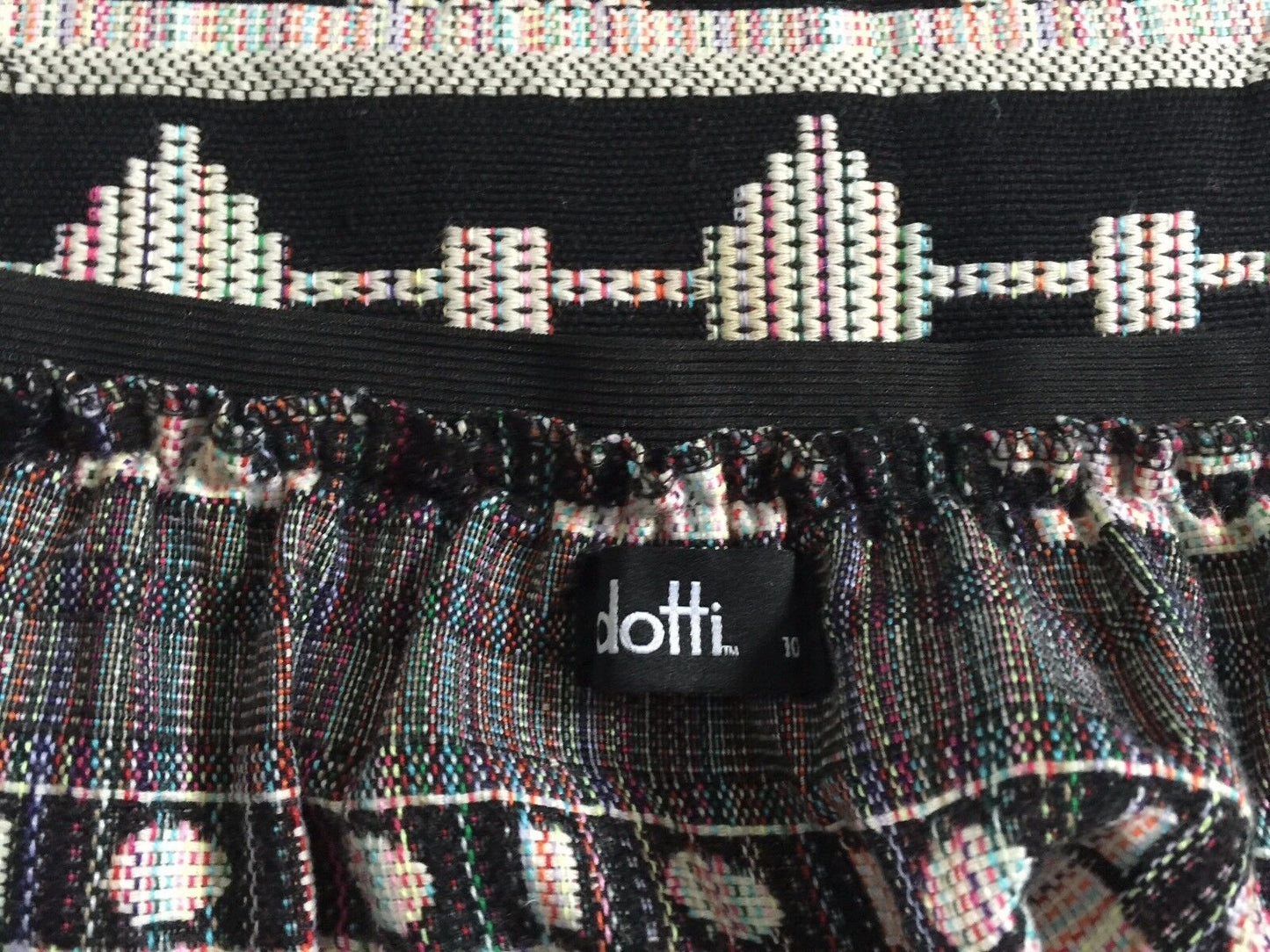 DOTTI Skirt Mini MultiColour Geometric Print Aztec Boho Pull On Sz 10 NEW