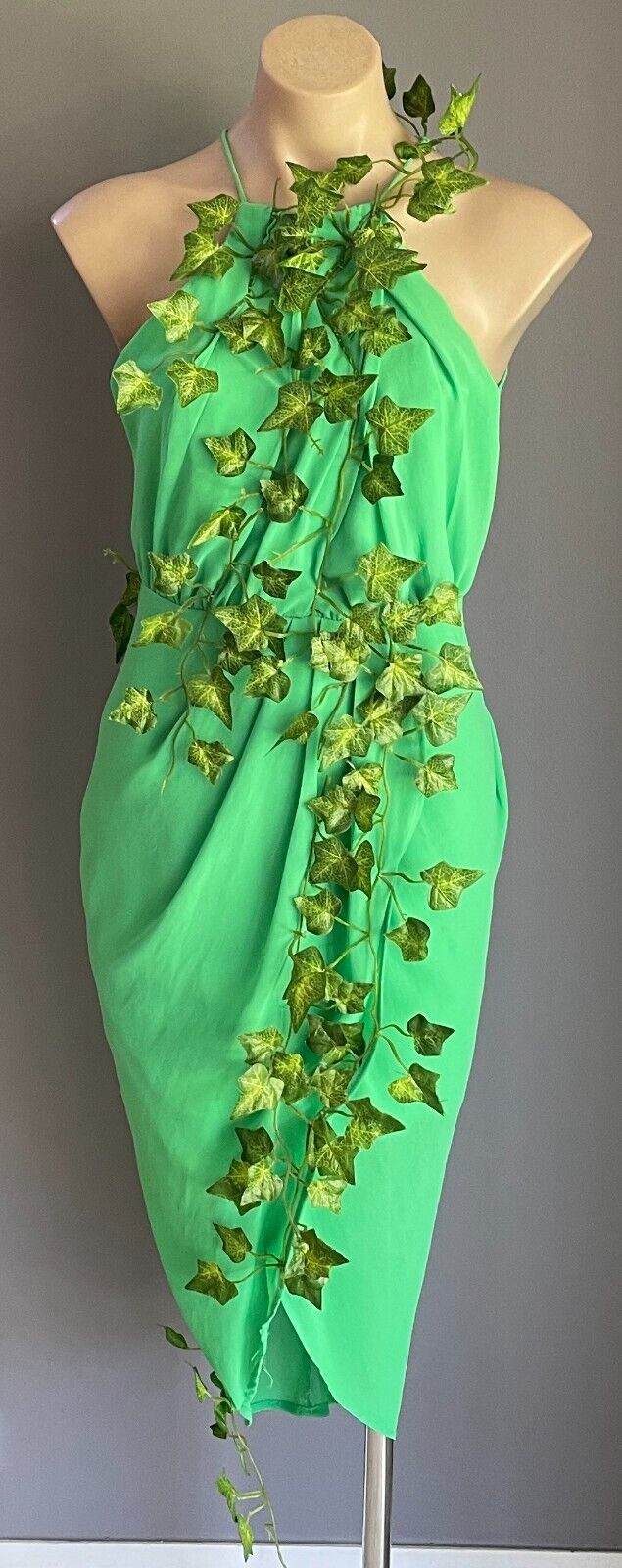 DOTTI Dress Poison Ivy Green Toga Faux Ivy Plant & Halo BATMAN CosPLAY  Size 10