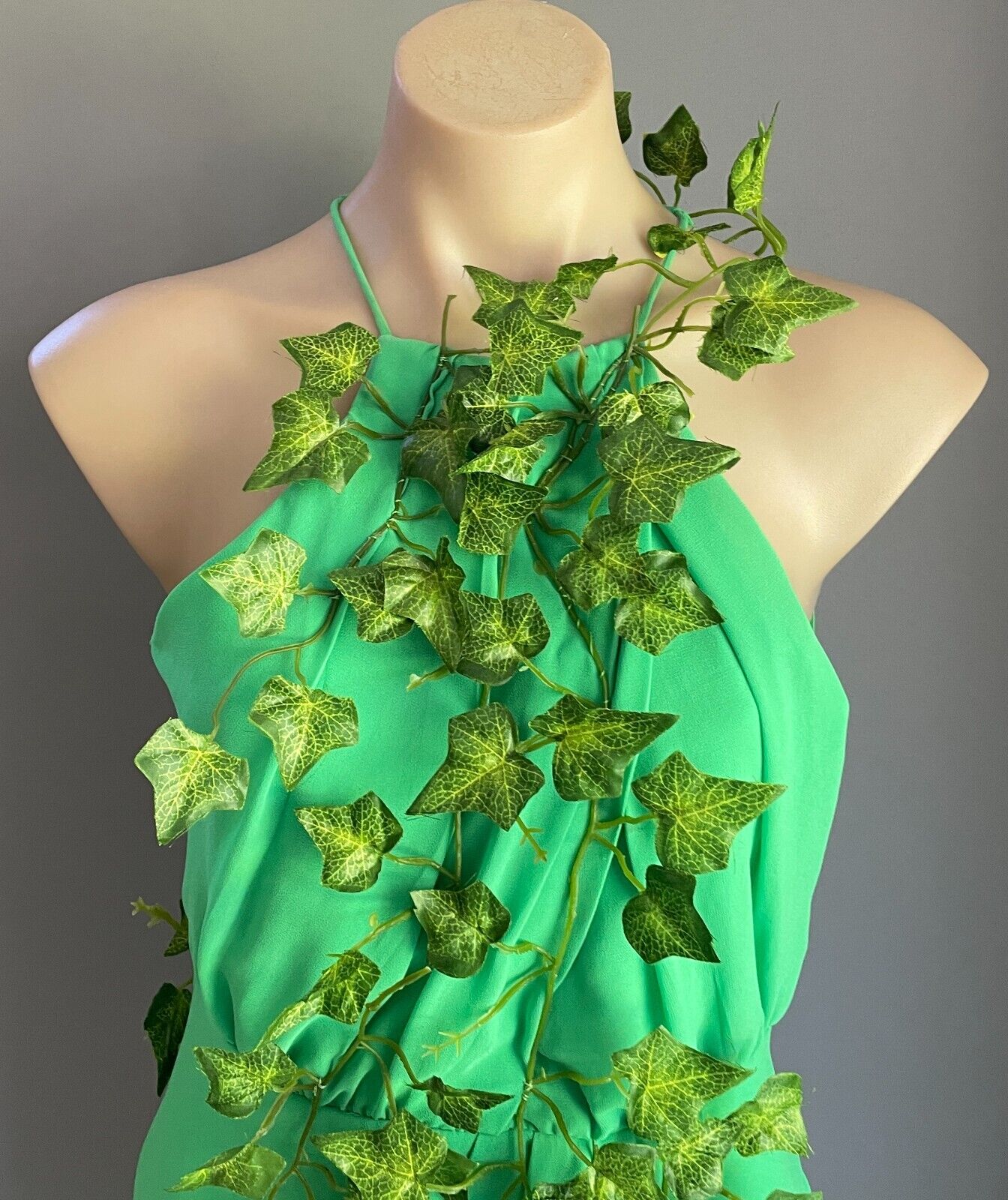 DOTTI Dress Poison Ivy Green Toga Faux Ivy Plant & Halo BATMAN CosPLAY  Size 10