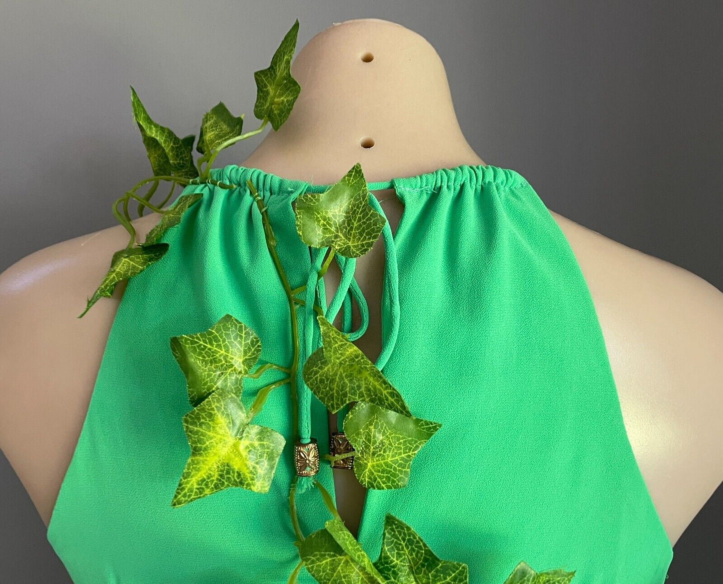 DOTTI Dress Poison Ivy Green Toga Faux Ivy Plant & Halo BATMAN CosPLAY  Size 10