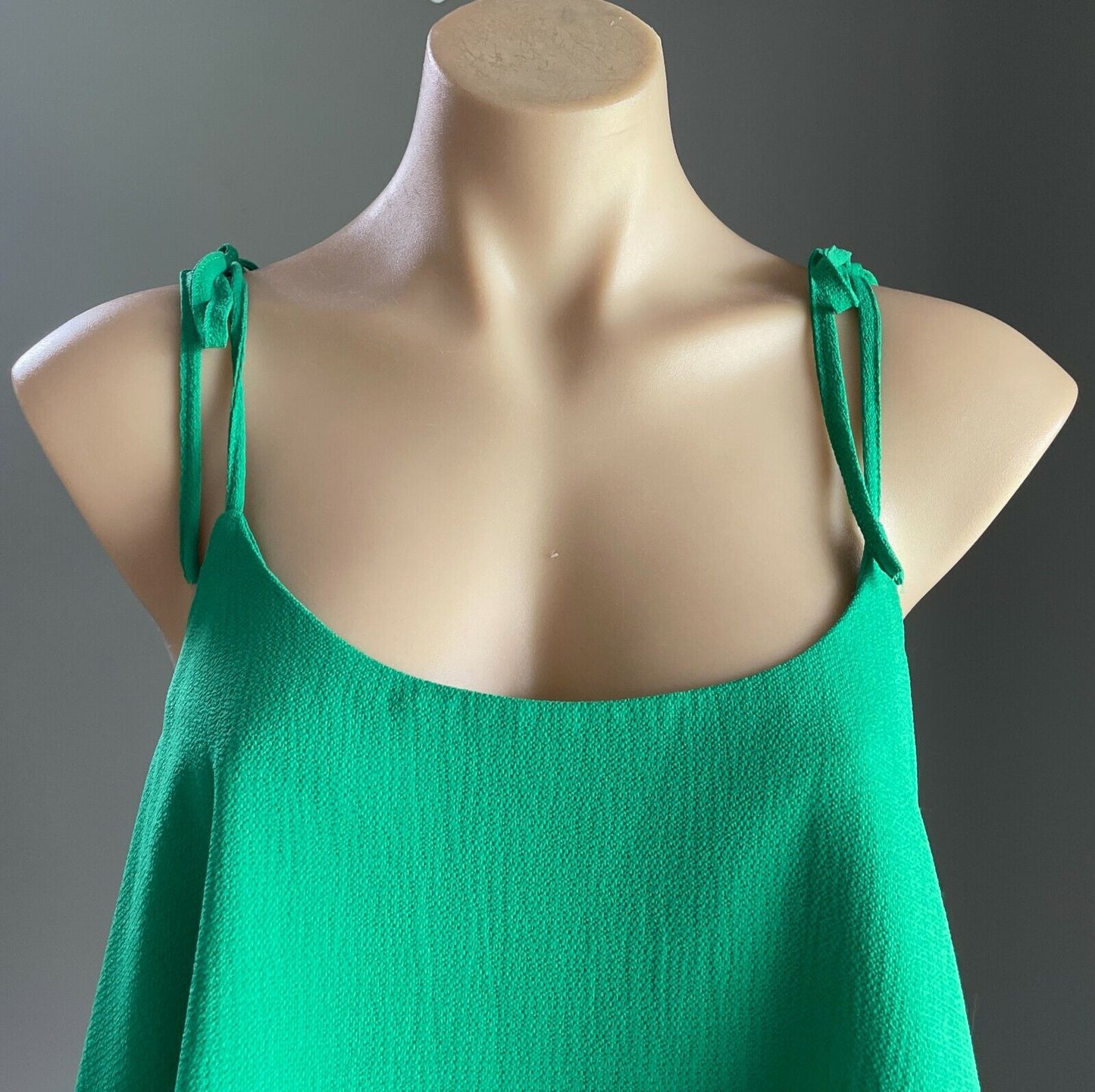 DOTTI Top Camisole Crop Green Tier Sleeveless Shoulder Tie A-Line  Size 14 New
