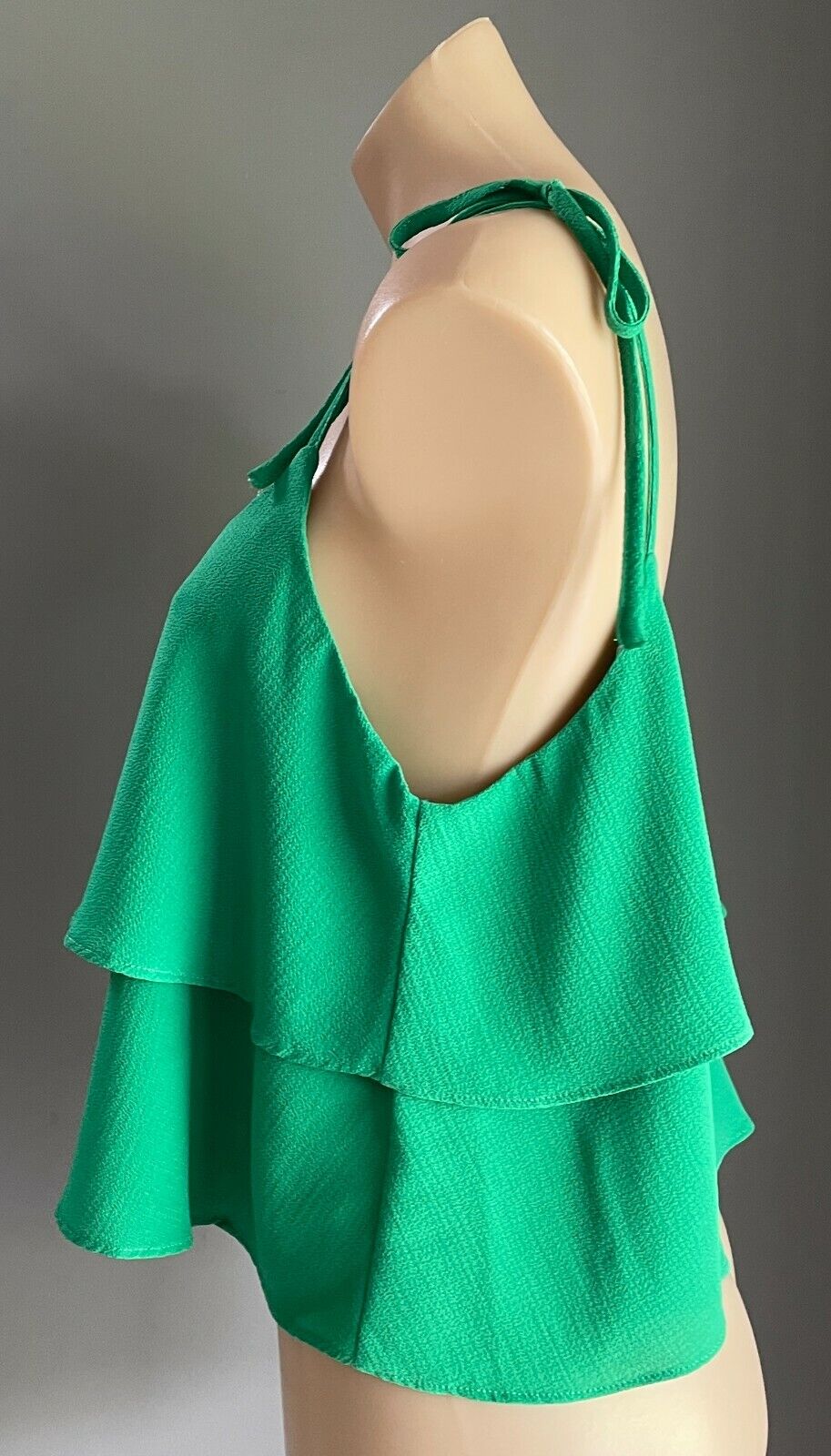 DOTTI Top Camisole Crop Green Tier Sleeveless Shoulder Tie A-Line  Size 14 New