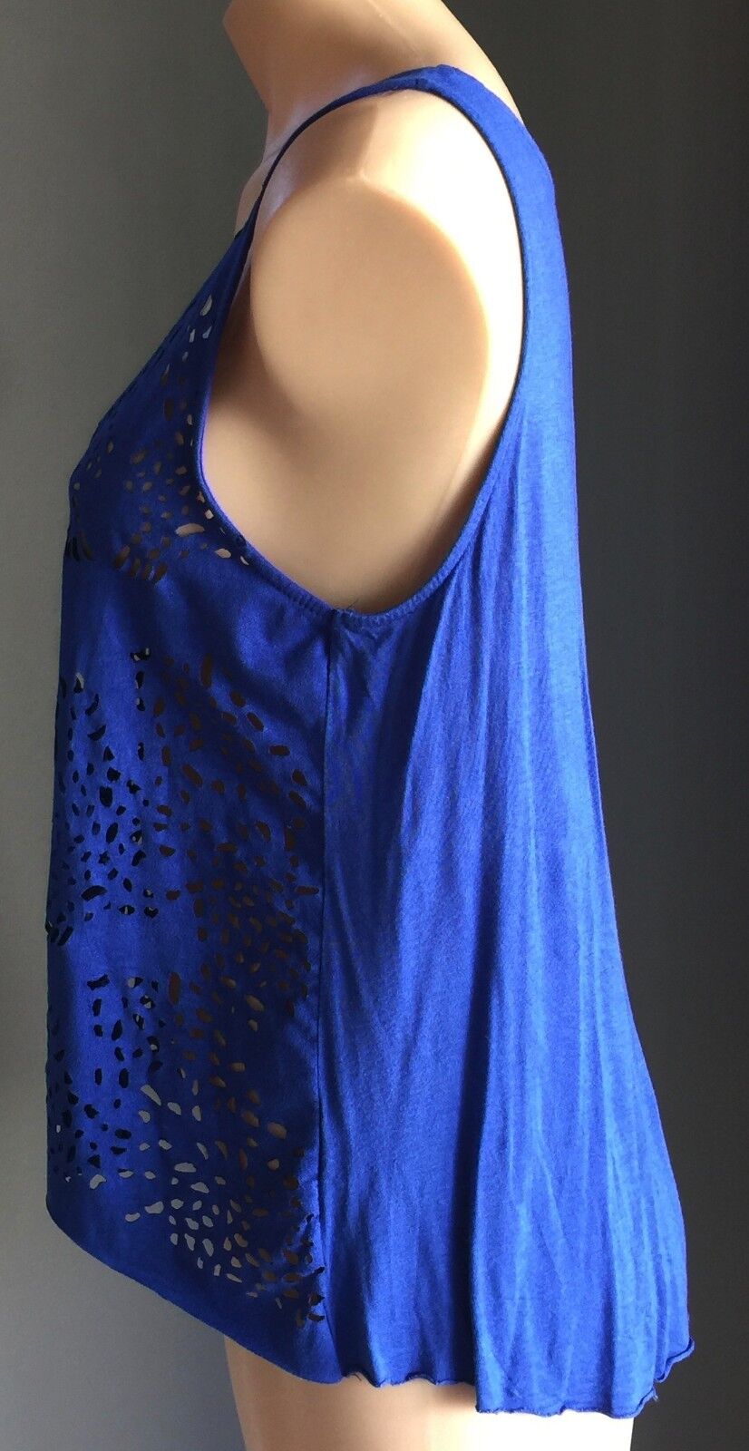 DOTTI Top Tank Micro Suede Laser Cut Cobalt Blue Sleeveless Cami Size S 10 NEW