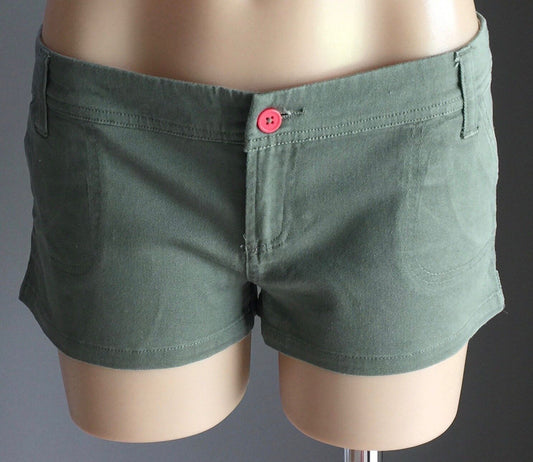 DOTTI Shorts Casual Khaki Denim Red Buttons Back Pockets Ladies Size 10