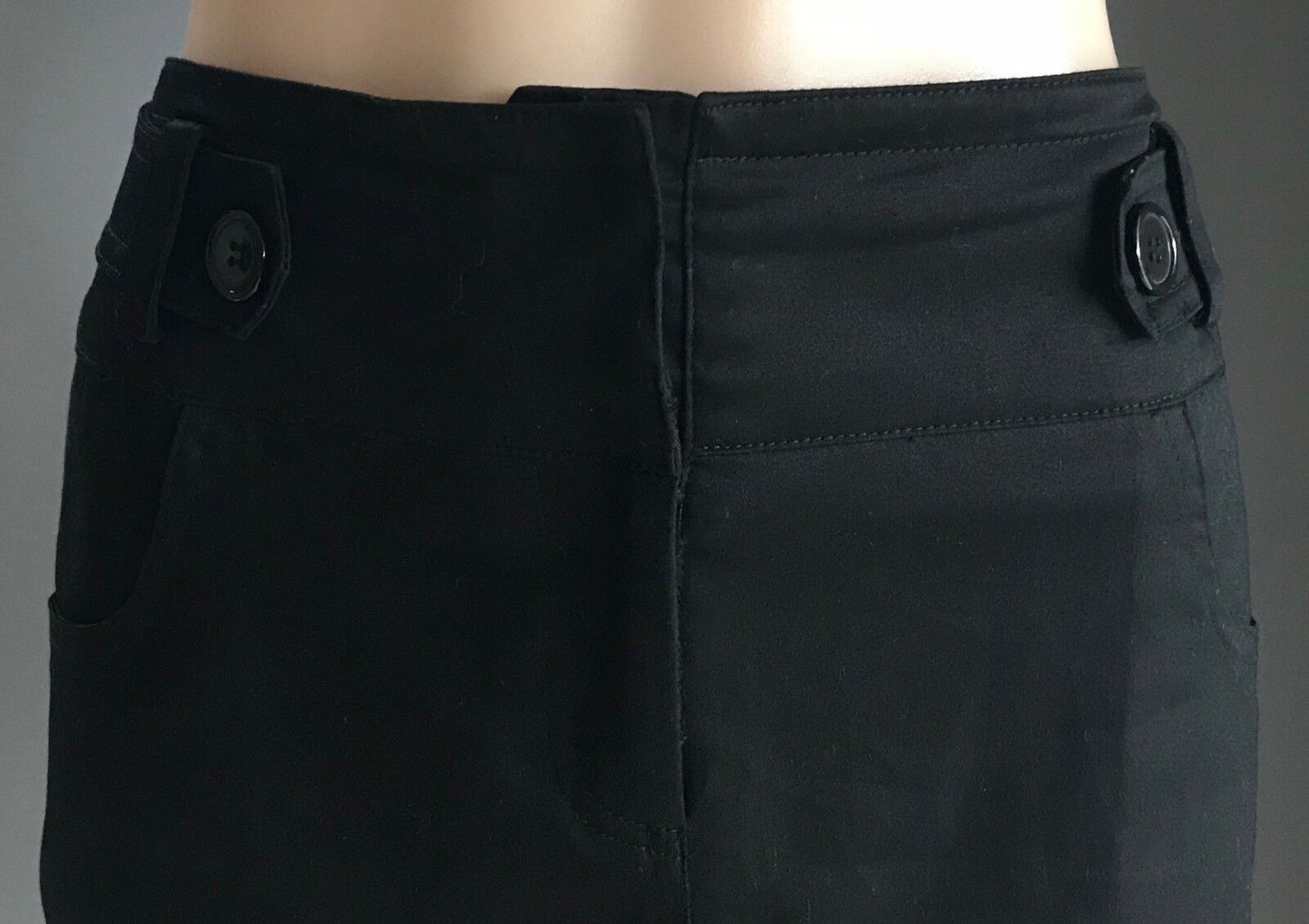 DOTTI Skirt Straight Stretch w Button Trim at Waist Black Size 12