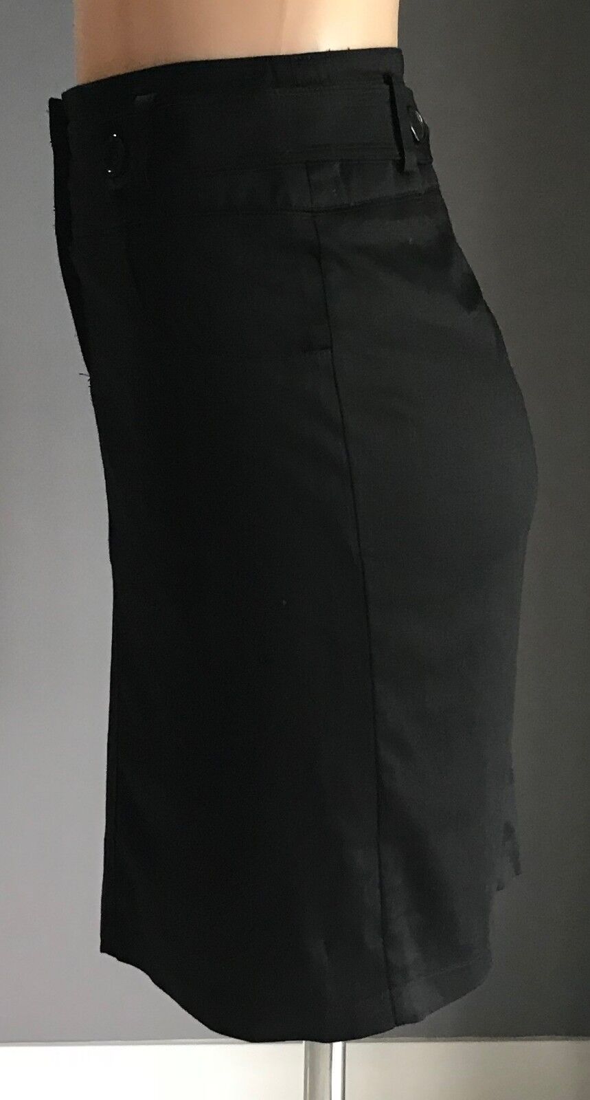 DOTTI Skirt Straight Stretch w Button Trim at Waist Black Size 12