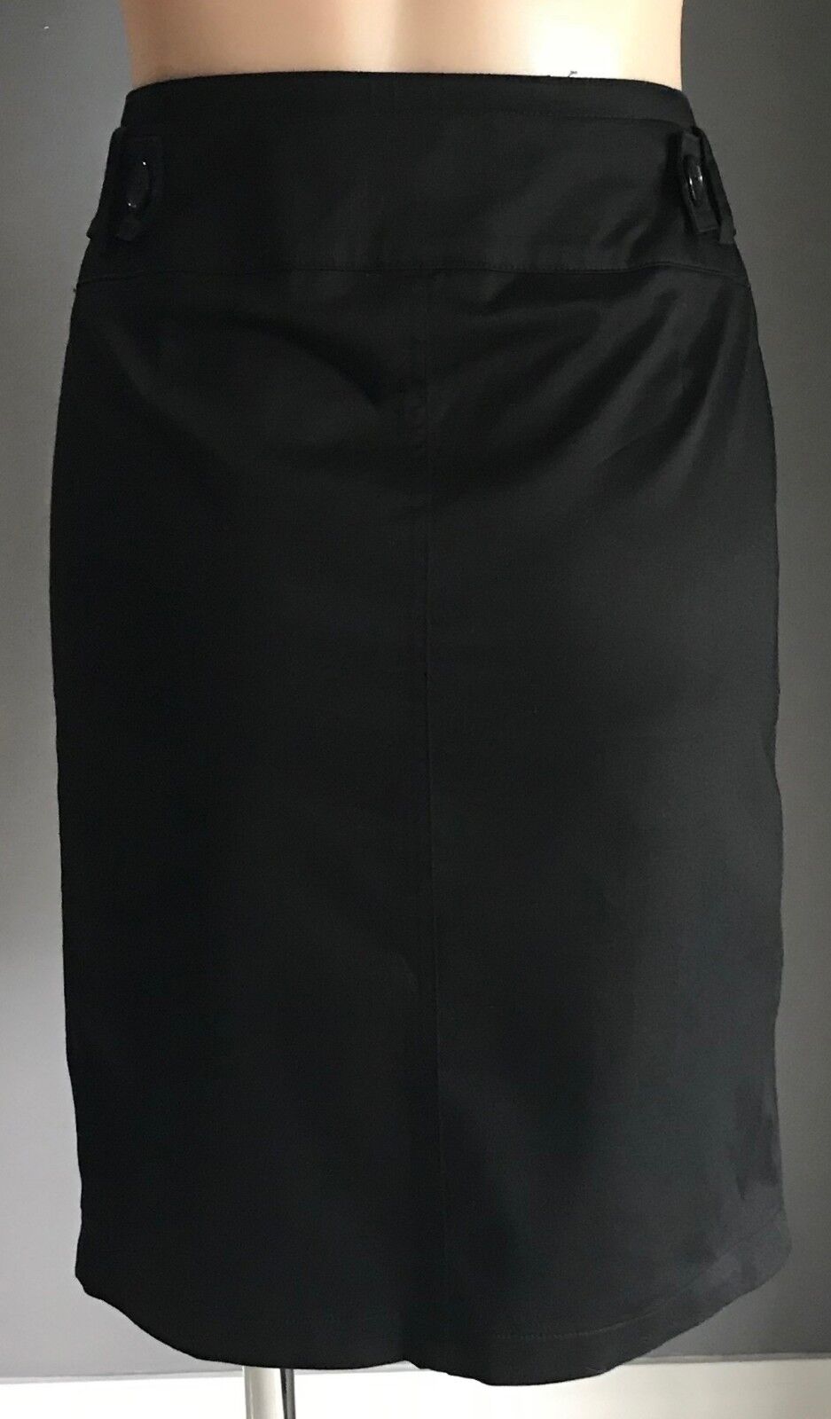 DOTTI Skirt Straight Stretch w Button Trim at Waist Black Size 12