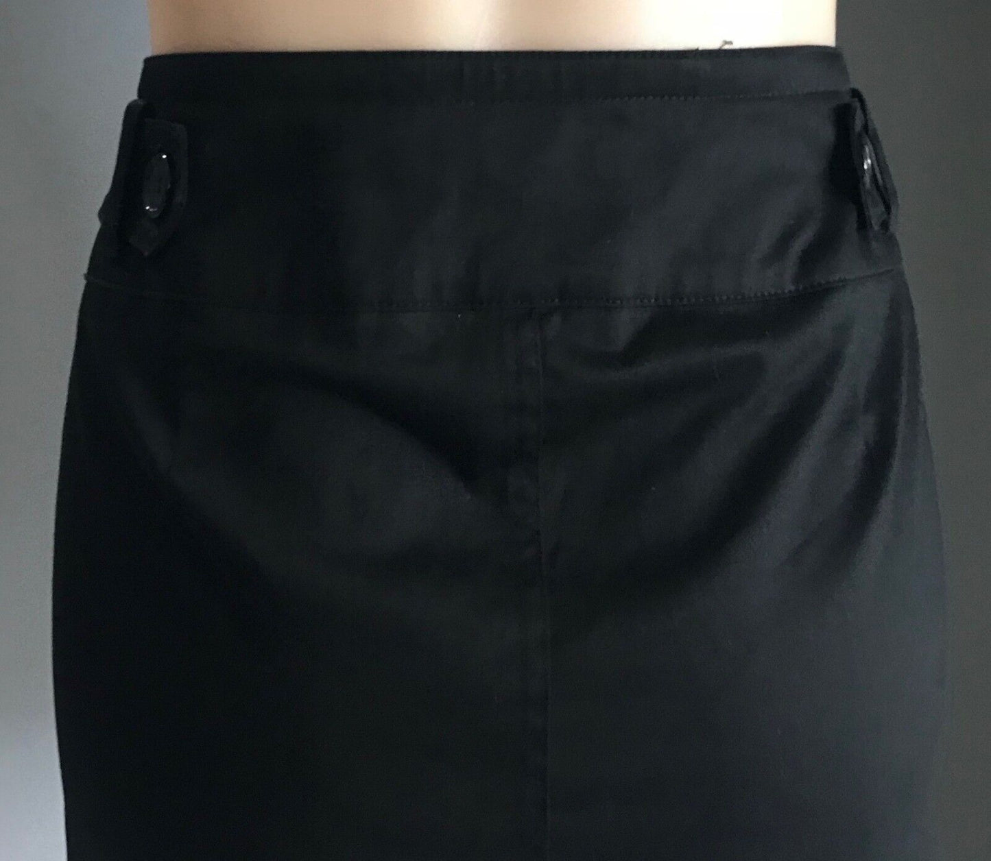DOTTI Skirt Straight Stretch w Button Trim at Waist Black Size 12