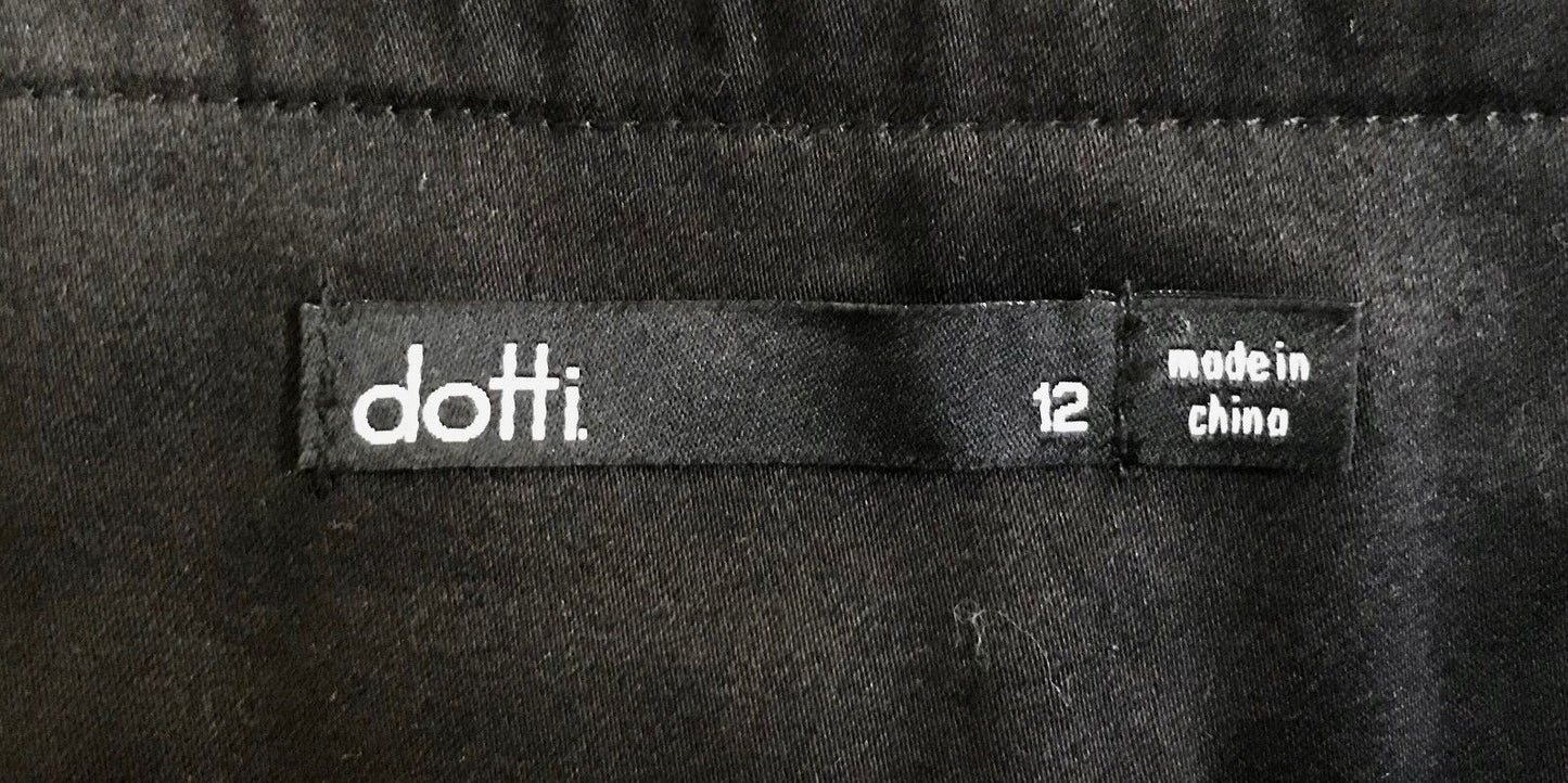 DOTTI Skirt Straight Stretch w Button Trim at Waist Black Size 12