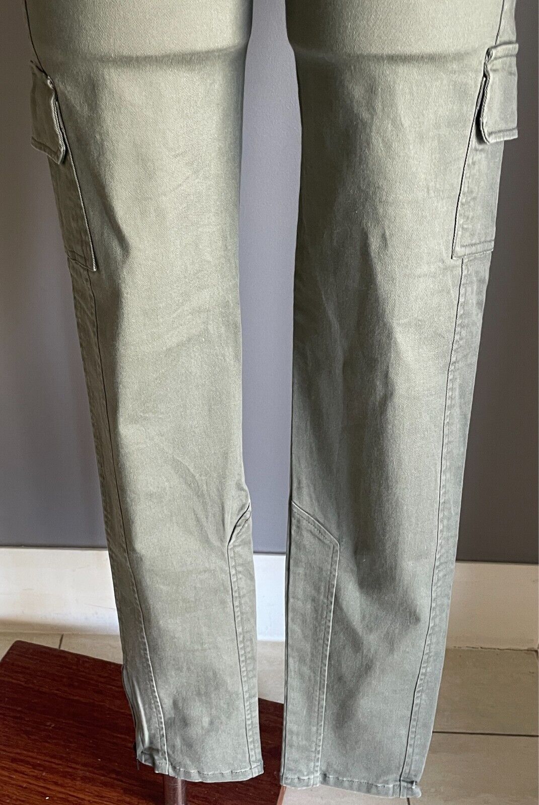 DOTTI Cargo Pants Khaki Skinny Leg Utility Size 10 Full Length Stretch Pockets