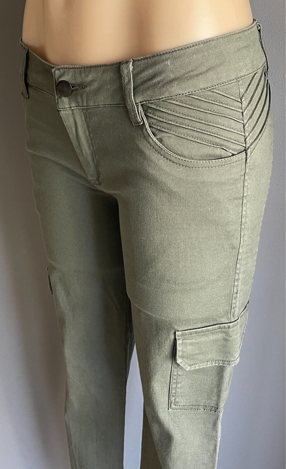 DOTTI Cargo Pants Khaki Skinny Leg Utility Size 10 Full Length Stretch Pockets