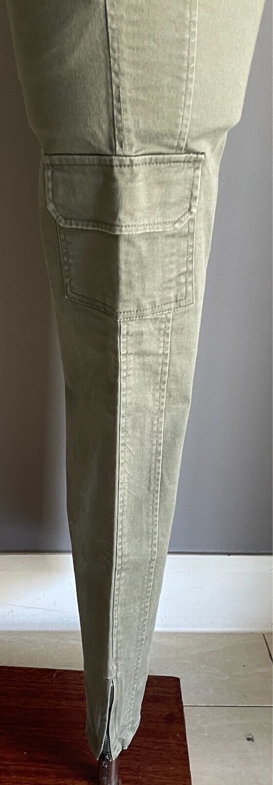 DOTTI Cargo Pants Khaki Skinny Leg Utility Size 10 Full Length Stretch Pockets