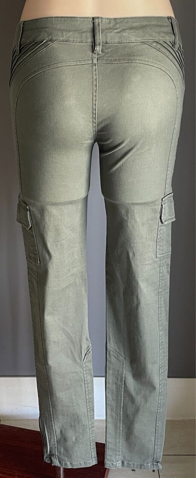 DOTTI Cargo Pants Khaki Skinny Leg Utility Size 10 Full Length Stretch Pockets