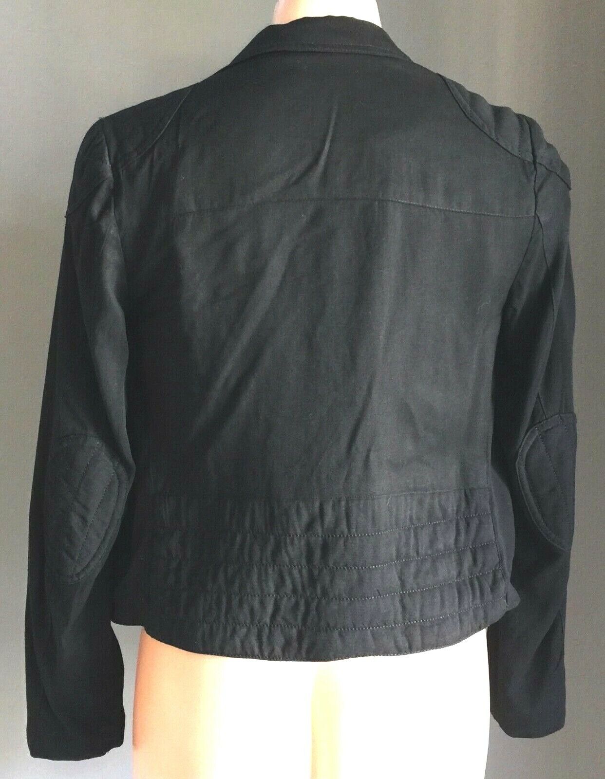 DOTTI Denim Jeans Jacket Black Biker Style Soft Size 6 8 Classic Zip Front Moto