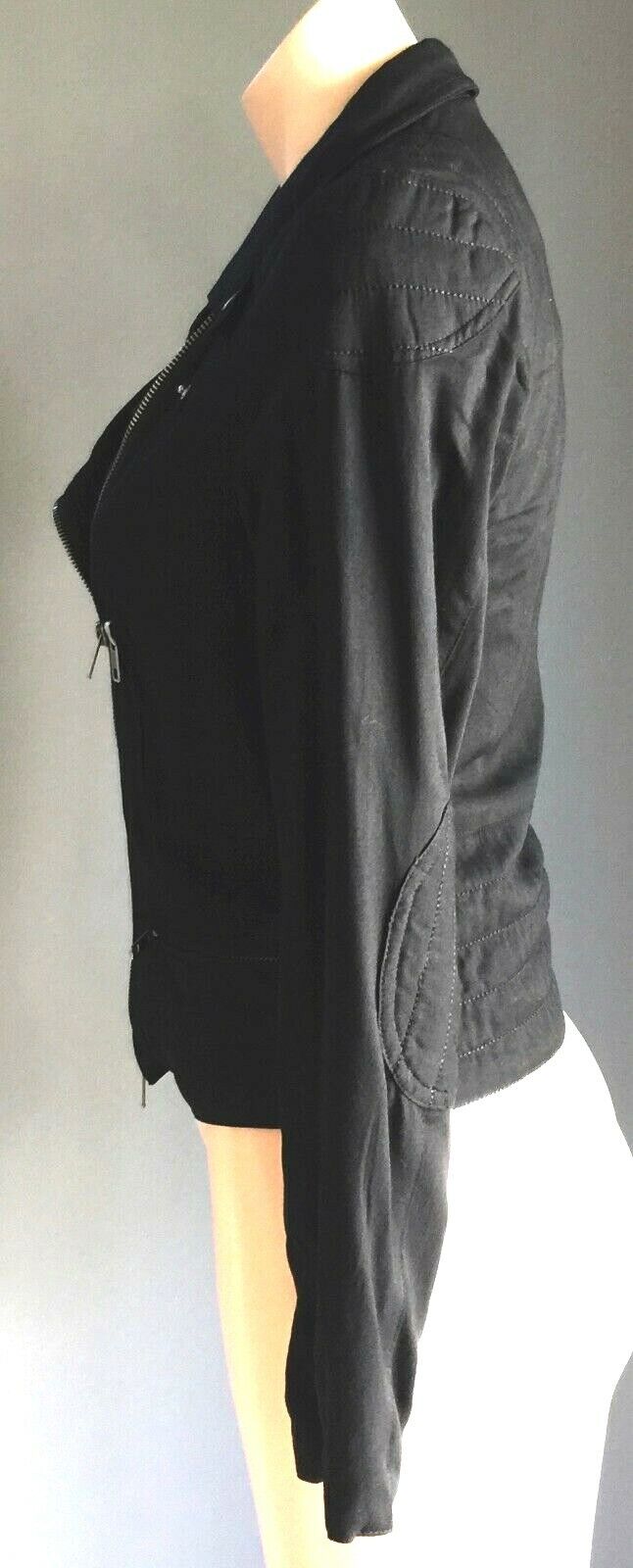 DOTTI Denim Jeans Jacket Black Biker Style Soft Size 6 8 Classic Zip Front Moto