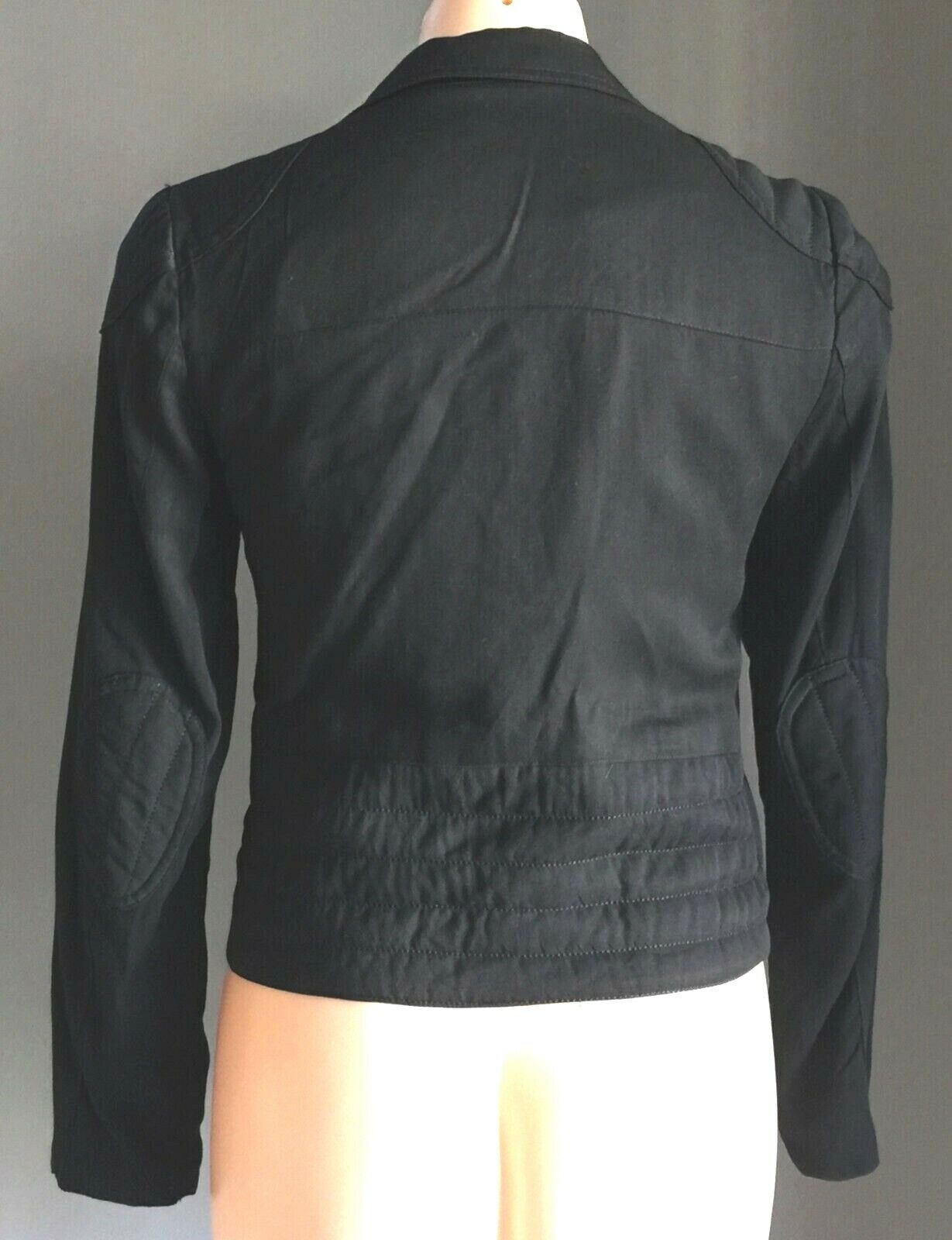 DOTTI Denim Jeans Jacket Black Biker Style Soft Size 6 8 Classic Zip Front Moto