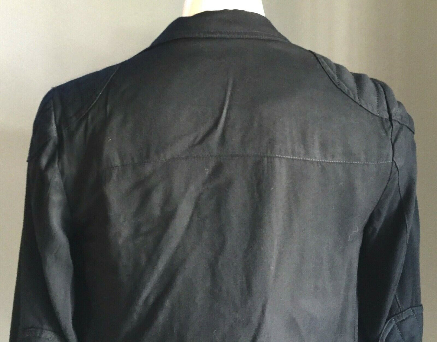 DOTTI Denim Jeans Jacket Black Biker Style Soft Size 6 8 Classic Zip Front Moto
