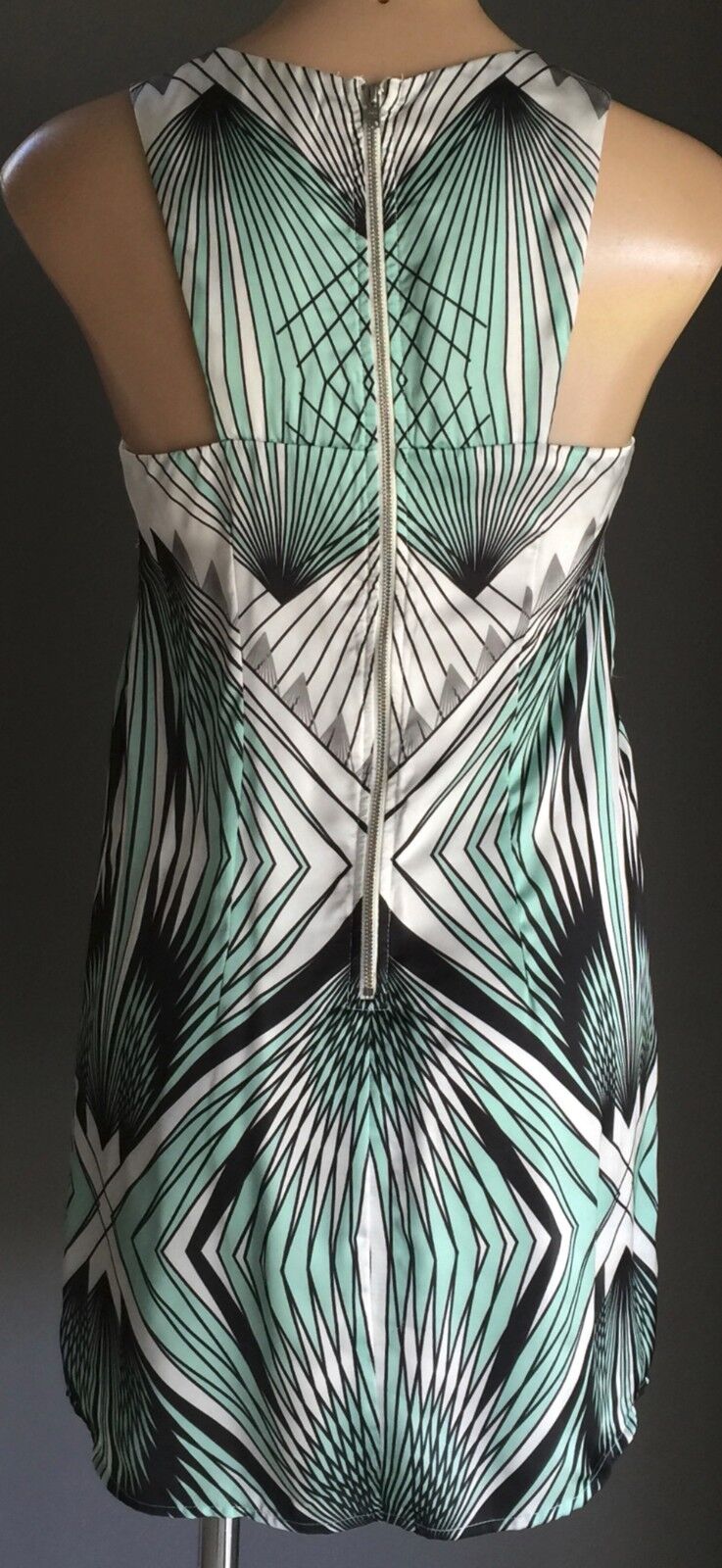 DOTTI Dress Shift Green White Black & Grey Graphic Print Size 8 10 Gorgeous