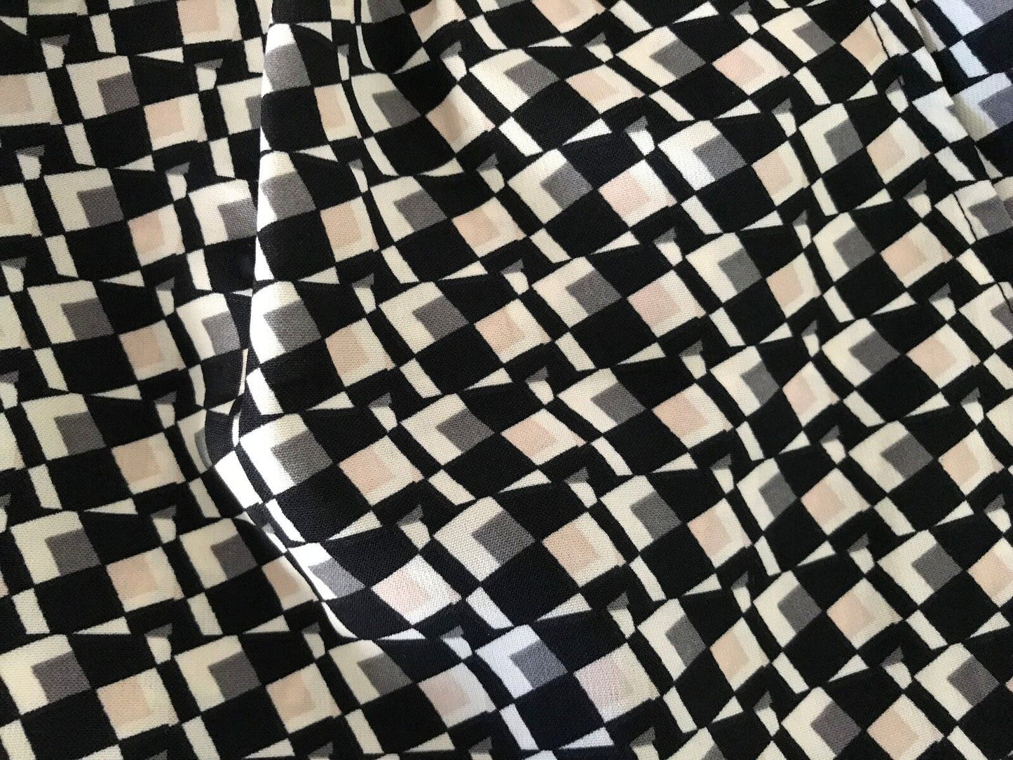 DOTTI Pants Lounge Black Taupe White Cream Geometric Print Relaxed Size 10 NEW